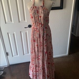 🌷Pink floral backless maxi dress 🌺💖